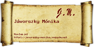 Jávorszky Mónika névjegykártya